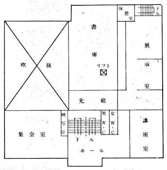 1973年青森県立図書館平面図3階