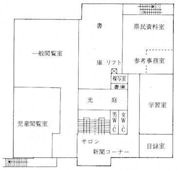 1973年青森県立図書館平面図2階